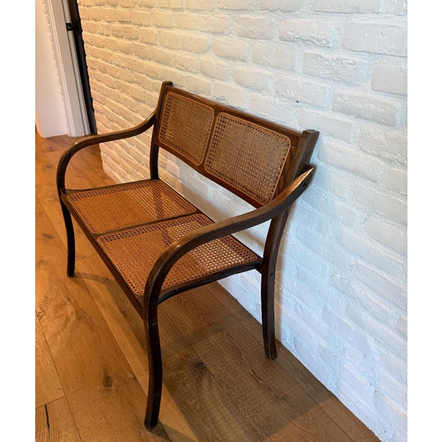 American 20th Century American Caned Bench For Sale - Image 3 of 10