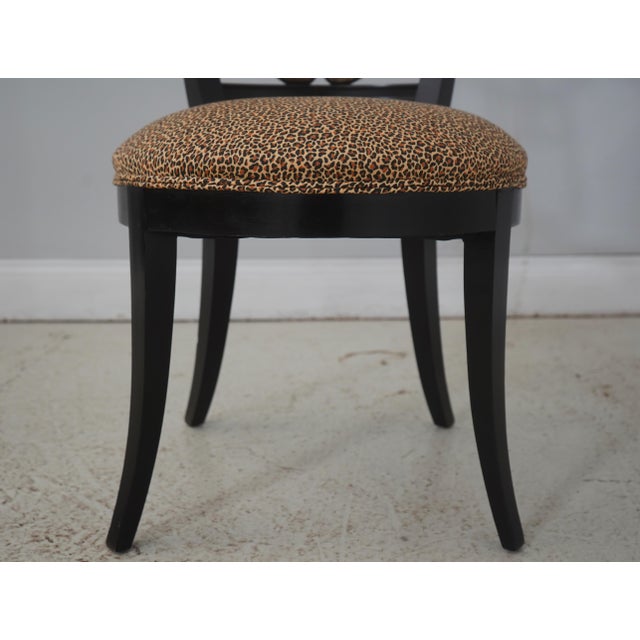 Pair Lyre Back Black Finish Occasional Chairs For Sale - Image 11 of 18