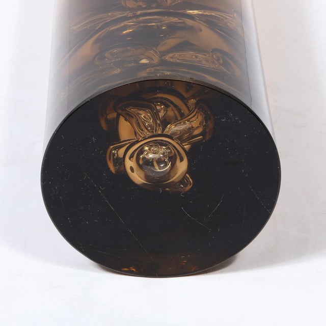 Mid-Century Hand-Blown Smoked Amber Glass Vase With Murine Detailing by Baranek For Sale - Image 12 of 13