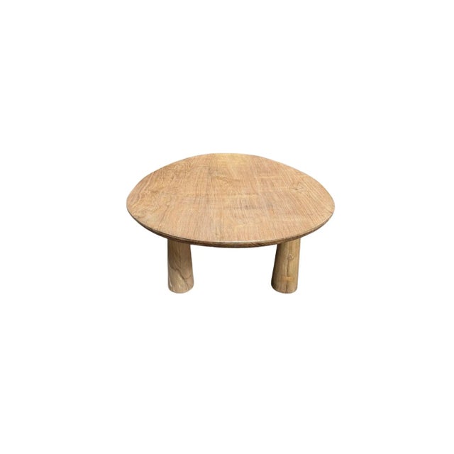 Brown Sculptural Teak Wood Side Table — Natural Finish, Three-Leg Form For Sale - Image 8 of 8