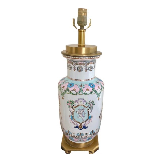 1970s Pastel-Painted + Colorful Characters Ceramic Lamp For Sale