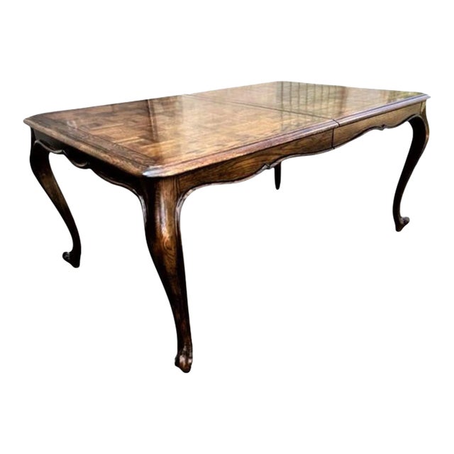 Century Furniture Company Large 96" Vintage French Country Oak Parquetry Dining Table - Late 20th Century For Sale
