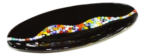 Oval Cascata C20 Black Murano Glass Plate from Veve Glass