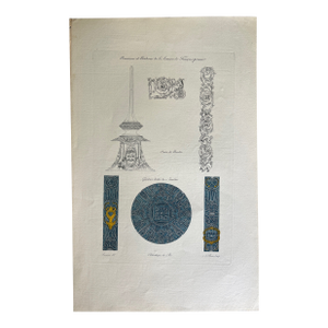 Mid 19th Century Etching Reproduction of Ornamental Elements of the Armor of Francis I by French Artist Nicolas Xavier Willemin