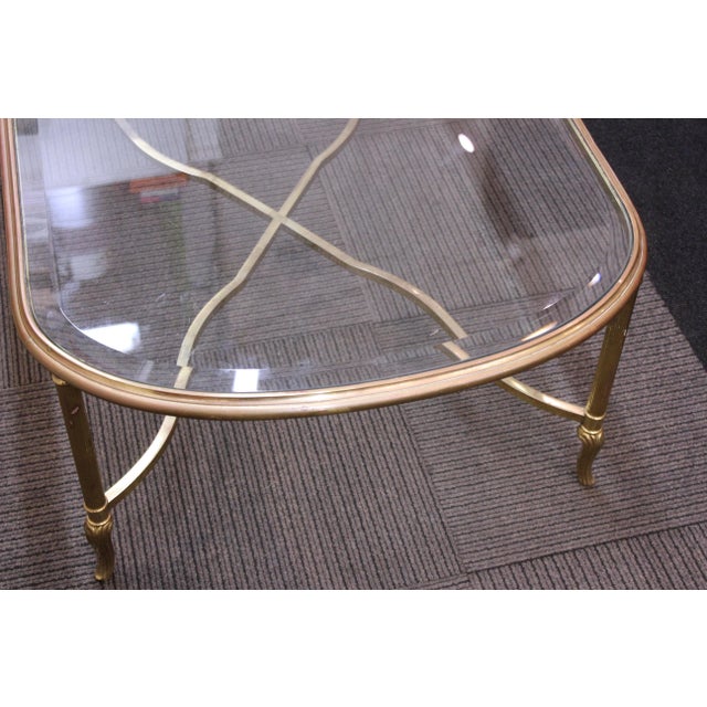 MidCentury Glass Top Coffee Table with Classical Gilt Metal Frame