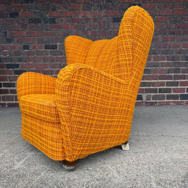 Fritz Hansen Style Mid Century Wingback Chair For Sale - Image 10 of 12