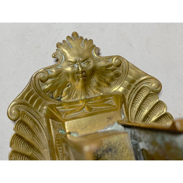 Metal Antique 1800's Gilt Bronze Smoking Ashtray Cherub Match Safe Holder Stand Brass For Sale - Image 7 of 13