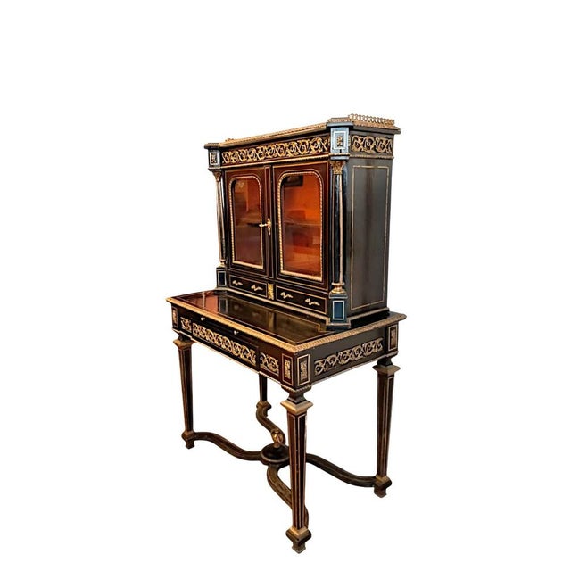 Bonheur Du Jour Desk with Display Case, 1800s For Sale - Image 3 of 7