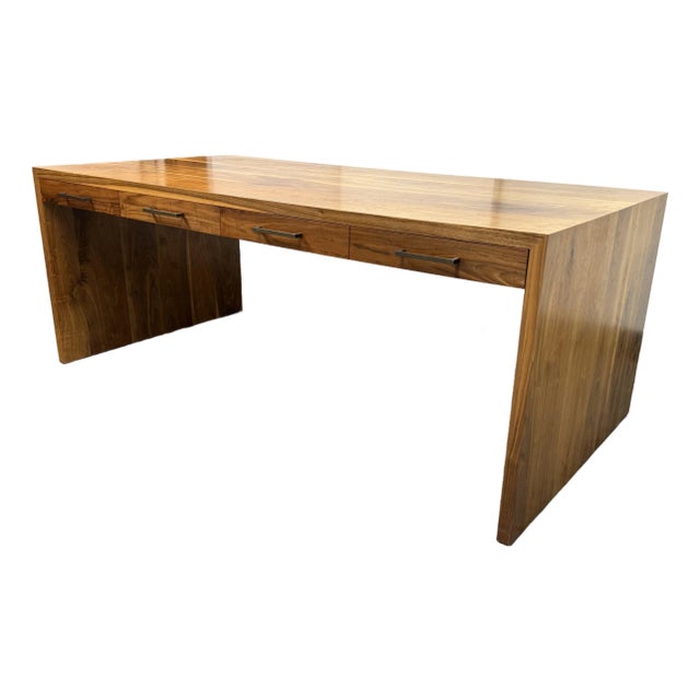 Custom Design Solid Walnut Desk With Four Drawers For Sale