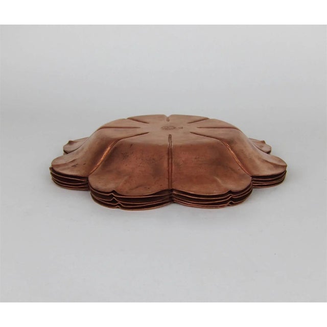 Marie Zimmermann Arts and Crafts Copper Flower Dishes, Circa 1915, Set of Five For Sale - Image 9 of 11
