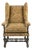 Early 20th Century Wingback Armchair Featuring a Floral Tapestry Fabric and Turned-Spindle Wooden Legs For Sale