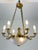 Majestic 8-light, 6-arm Italian chandelier in brass and glass, 1960s Six E14 bulbs on the arms and two on the lower part,...