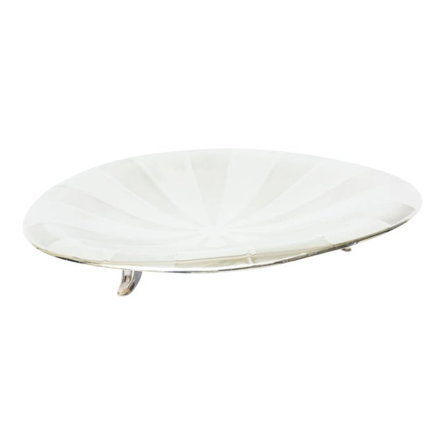 Vintage Silver-Plate Footed Bowl Mid Century Modern For Sale