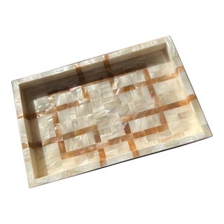 Labrazel × Jamie Drake “Parquet” Tray in Cream & Caramel Shell – $860 RetailI’m For Sale