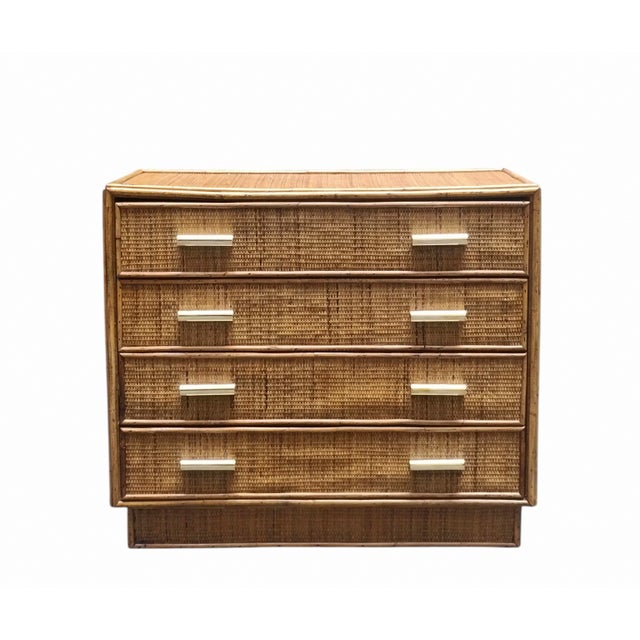 Wood Bamboo and Woven Rattan Chest of Drawers, Italy, 1960s For Sale - Image 7 of 7
