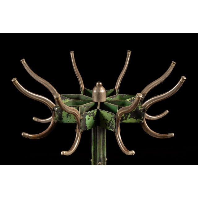 Art Deco Antique Chippy Barber Shop Coat Rack in Green For Sale - Image 3 of 9