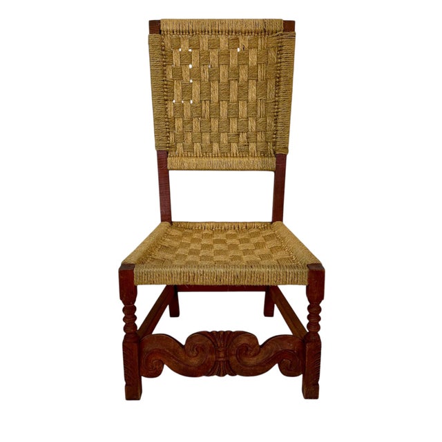 Tan Pair of Mid 20th Century Carved Wooden and Woven Rope Armchairs For Sale - Image 8 of 12