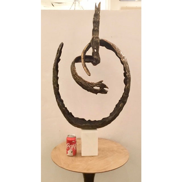 2010s Brutalist Inspired Modern Organic Metal and Stone Sculpture For Sale - Image 5 of 6
