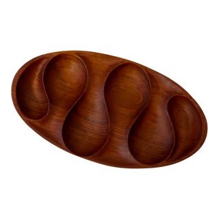 Mid Century Danish Modern Teak Wood Tray in the Style of Laur Jensen For Sale