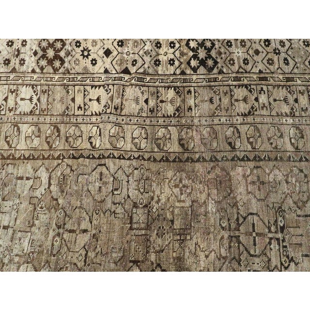 Antique White Galerie Shabab Collection Early 20th Century Beshir Large Room Size Tribal Rug in Neutral Earth Tones For Sale - Image 8 of 10