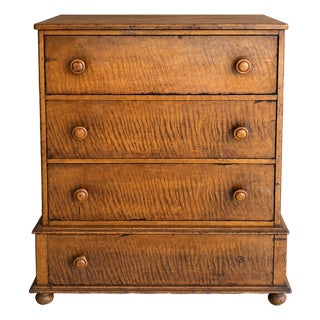 Pending Sale — No Buy / Antique 19th C. Tiger Maple Chest | Hand-Cut Dovetails For Sale