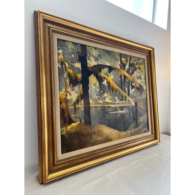 Vintage Mid Century Modern Oil Painting Dimensions Over All 37 1/4 W ; 32 1/2 H , 2 D Painting. 29 1/4 W ; 23 1/2 H