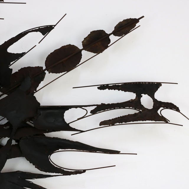 Brutalist Iron Wall Sculpture by M. Di Giovanni, 1970s For Sale - Image 9 of 11
