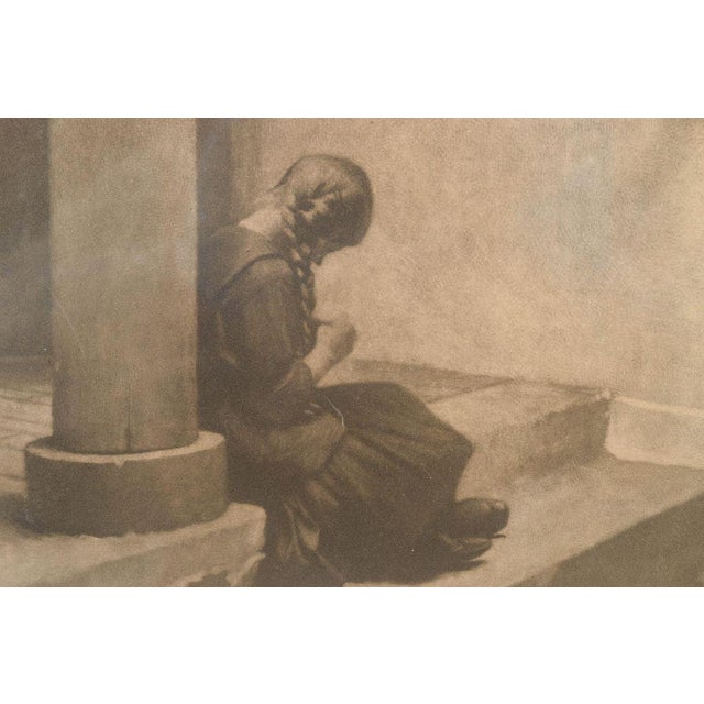 Peter Ilsted, Girl by Column, Early 20th Century, Mezzotint on Paper For Sale - Image 3 of 6