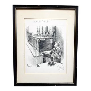 1970s Bill Canfield Signed Gift to Martha Mitchell Cartoon For Sale