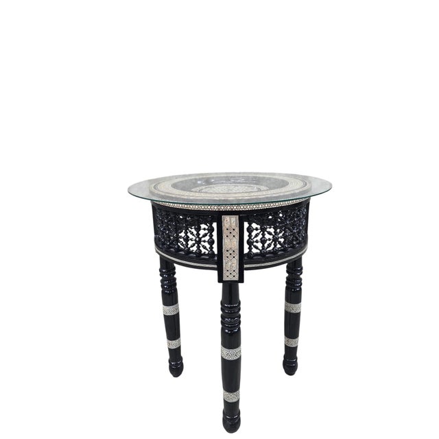 Vintage Moroccan Marquetry Side Tables With Mother-of-Pearl Inlay – Pair For Sale In Chicago - Image 6 of 11