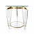 Elegant side table featuring a circular glass top, clear acrylic legs, and polished brass details. The sophisticated...