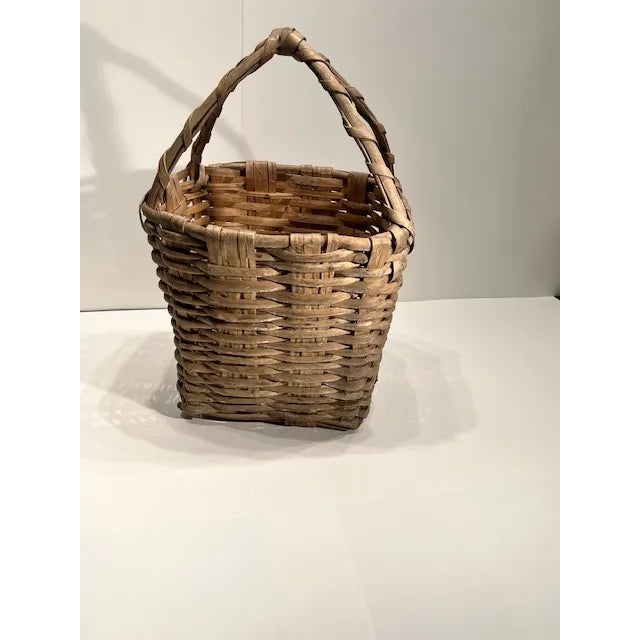 Rustic European French Market Basket With Tall Handle For Sale - Image 3 of 7