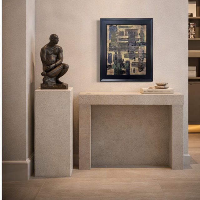 This original mixed-media abstract painting by J. Kent Martin is inspired by aerial views of farmland and the ordered...