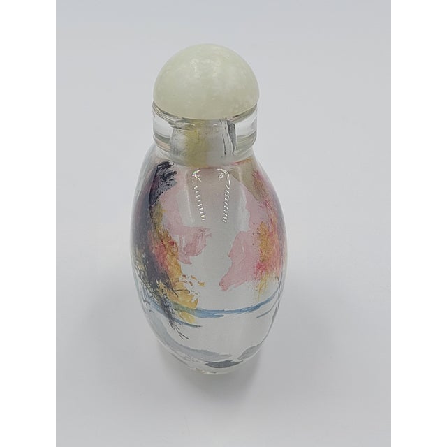 Vintage Chinese Inside-Painted Glass Snuff Bottle Autumn Mountain Traveler For Sale - Image 4 of 12