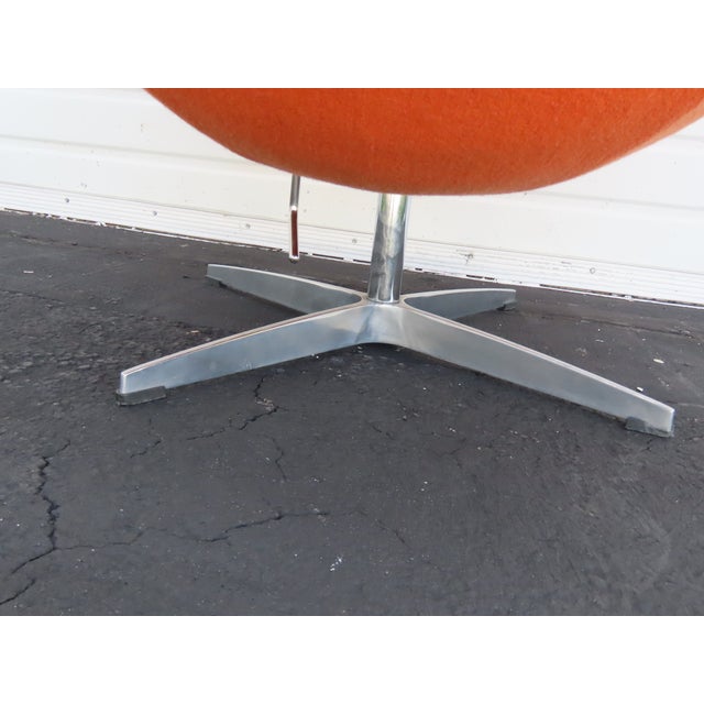 Mid Century Modern Swivel Rocking Orange Egg Chair Fritz Hansen Style 6608 For Sale - Image 18 of 18