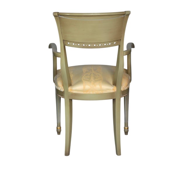 Mid-Century Louis XVI Style Game Table with Green Leather Top and Armchairs, 1960s, Set of 5 For Sale - Image 9 of 18