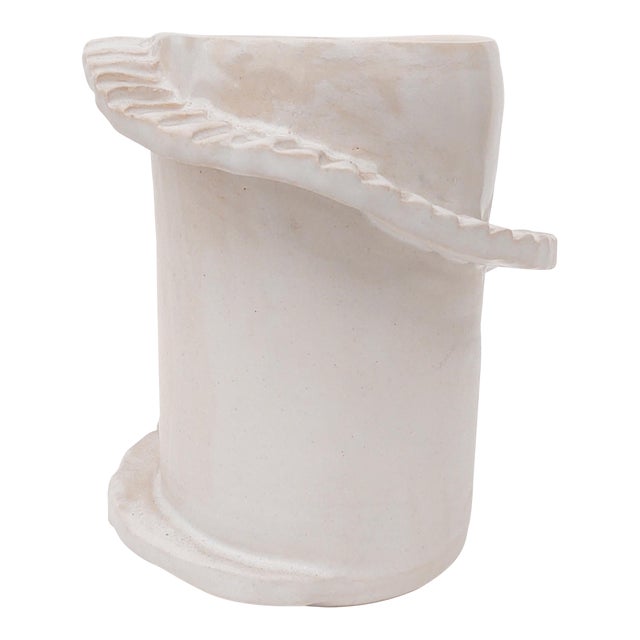 Ceramic Spiral Staircase Vase in Matte White by Fizzy Ceramics For Sale