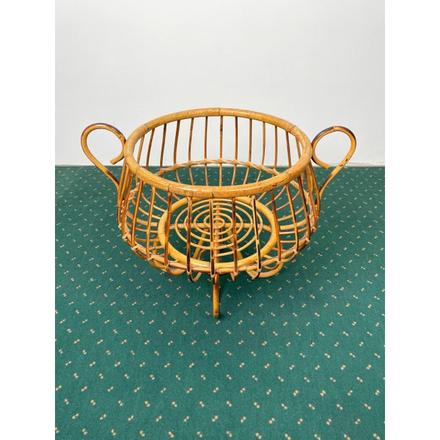 Rattan & Bamboo Basket, Italy, 1960s For Sale - Image 6 of 10