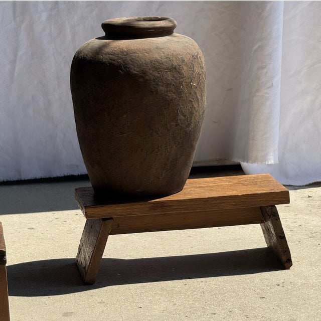 Brutalist Small Low Bench in Antique Indonesian Teak, 1980s For Sale - Image 3 of 18