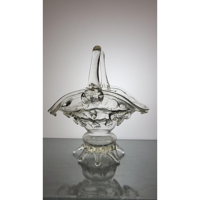 Murano Glass Basket, 1950s For Sale - Image 8 of 9