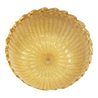 Italian Amber “Graniglia Budino” Murano Glass Flush Mount in Traditional 70s Style For Sale
