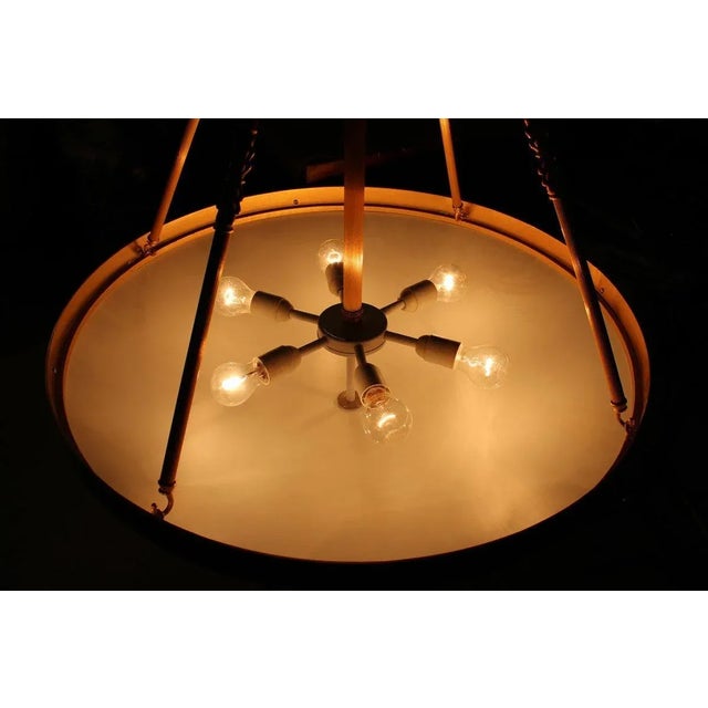 Metal Round Chandelier in Brass and Murano Glass, 1970s For Sale - Image 7 of 18