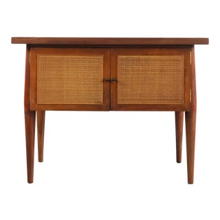 Square End Table Coffee table by Founders in Cane and Walnut For Sale