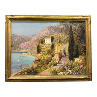 Lago Maggiore, Italy, by Alois Arnegger, Oil on Canvas, Ca. 1925 For Sale