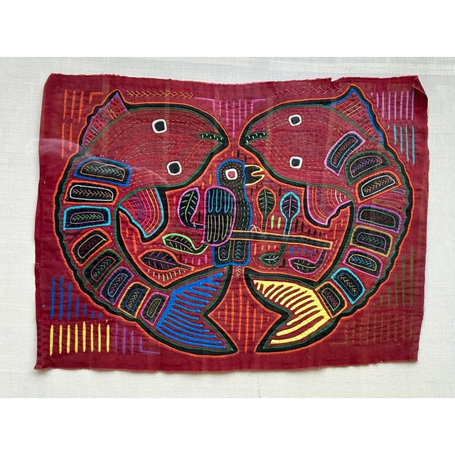 Textile Vintage Lucite Boxed Mola Textile Art - Pair For Sale - Image 7 of 18