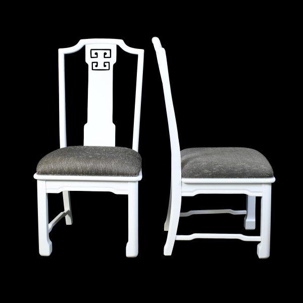 Chinoiserie Set of 6 Ming Style White Dining Chairs For Sale - Image 3 of 5