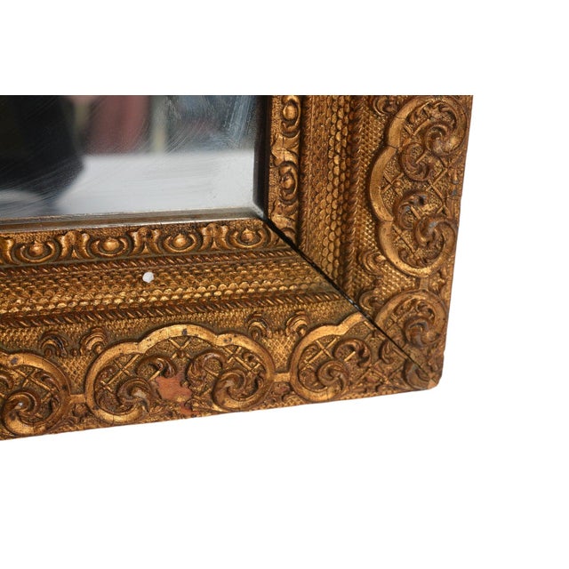 19th Century Antique Louis XVI Gilt Wooden Ornate Gesso Wall Mirror For Sale - Image 5 of 6