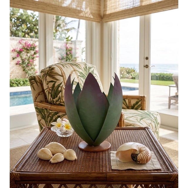2000 - 2009 Vintage Moroccan Hand-Crafted Metal Lotus Sculpture For Sale - Image 5 of 11