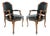 Vintage Italian Chateau d'Ax Leather Armchairs With Brass Nailhead Details, Pair For Sale
