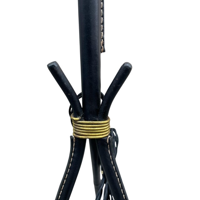Stitched Leather Floor Lamp from Jacques Adnet, 1950s For Sale - Image 10 of 11